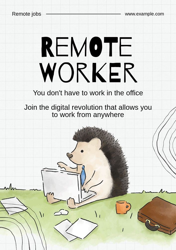 Remote work  poster template, editable text and design