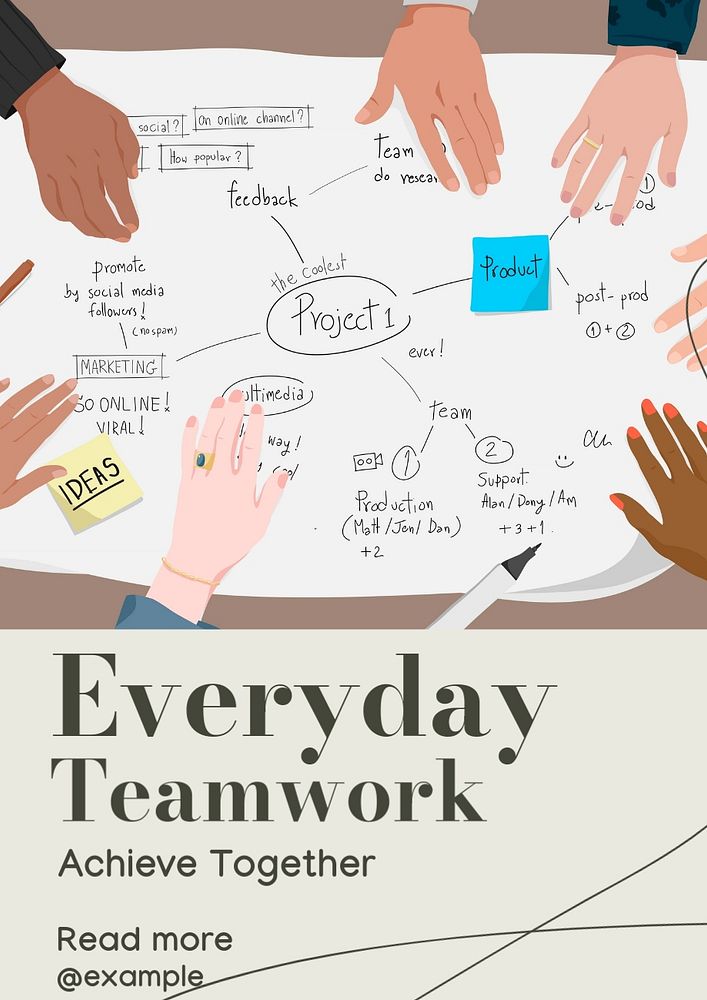 Teamwork  poster template, editable text and design