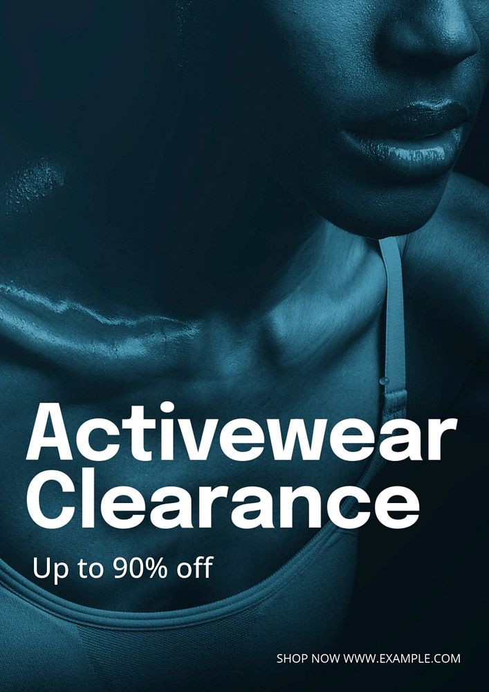 Activewear clearance sale poster template, editable text and design