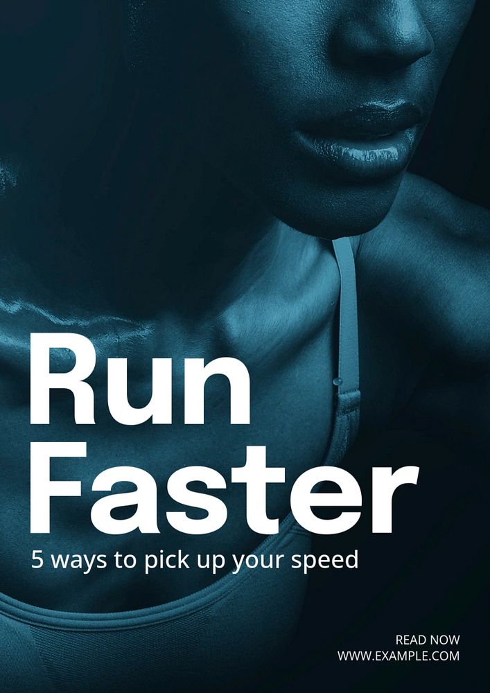 Run faster poster template, editable text and design