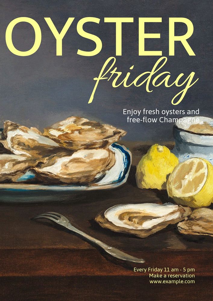 Oyster Friday poster template, editable text and design