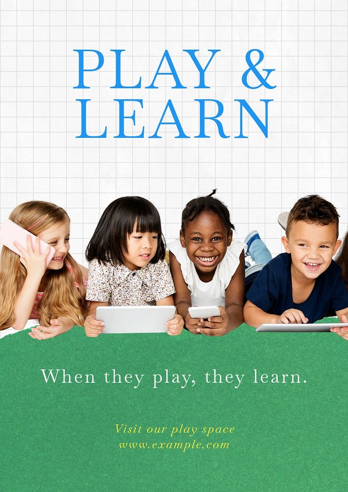 Play & learn  poster template, editable text and design