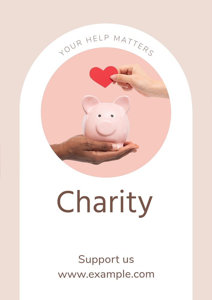 Charity  poster template, editable text and design