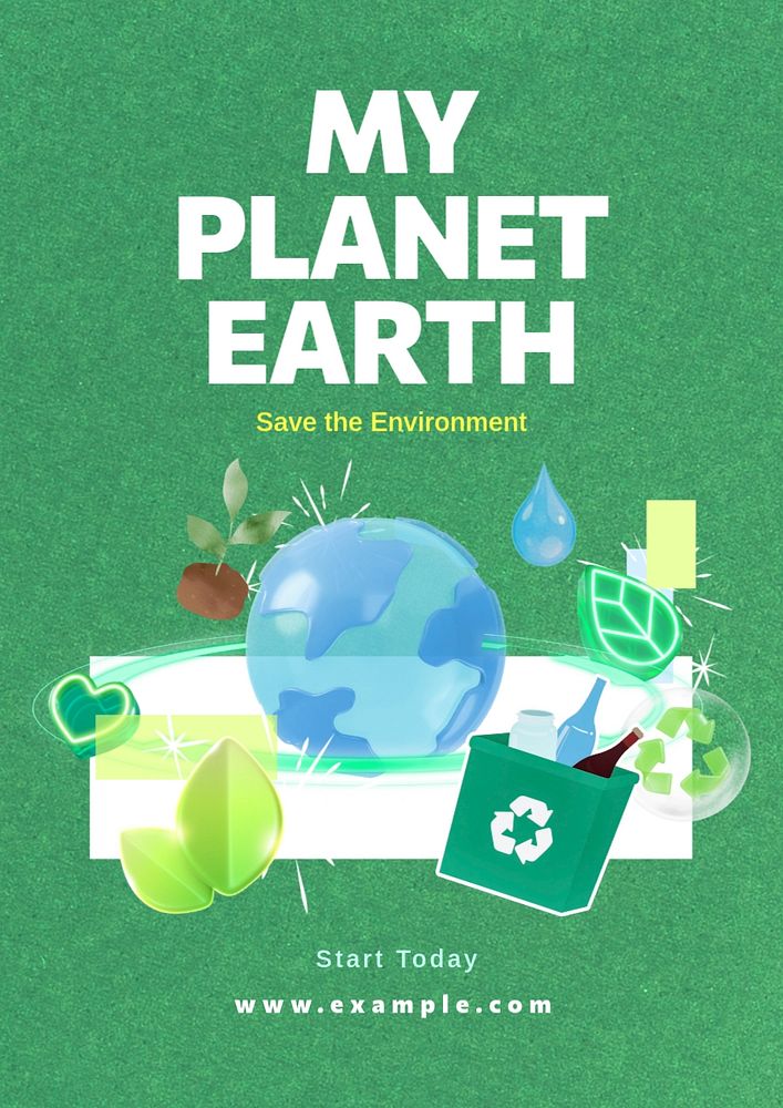 Environmentally friendly poster template, editable text and design