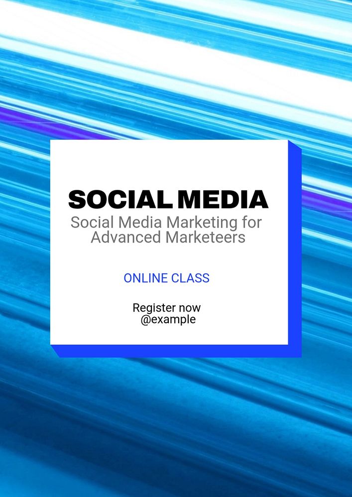 Social media course  poster template, editable text and design