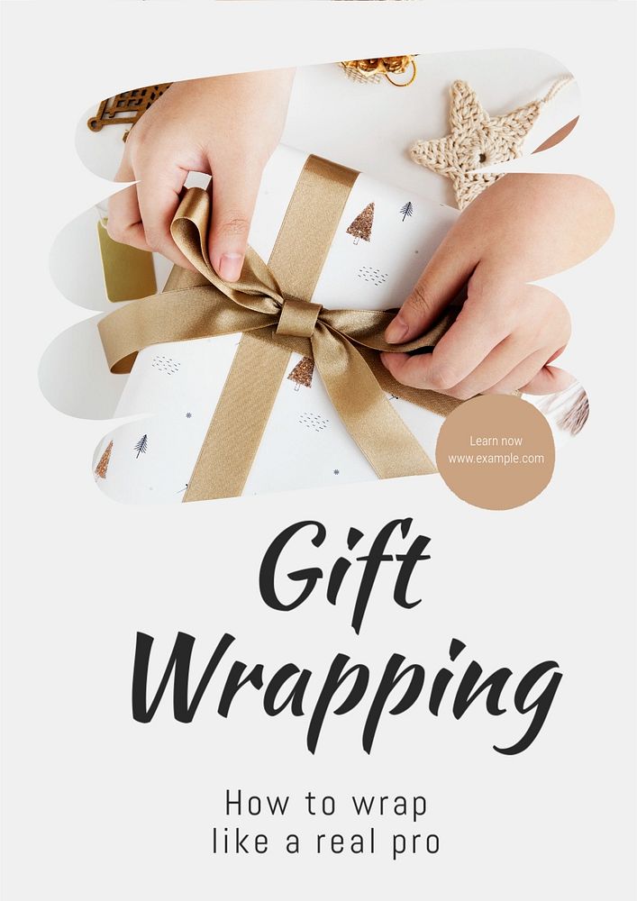 Gift wrapping  poster template, editable text and design