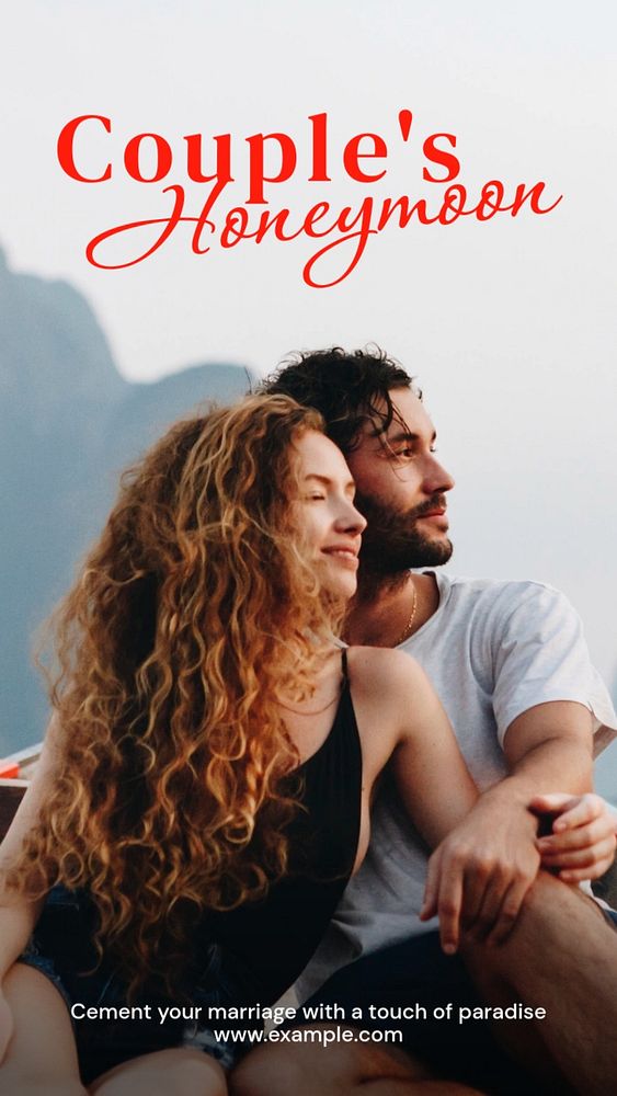 Couple's honeymoon  Instagram story template, editable text