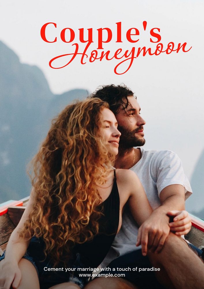 Couple's honeymoon  poster template, editable text and design