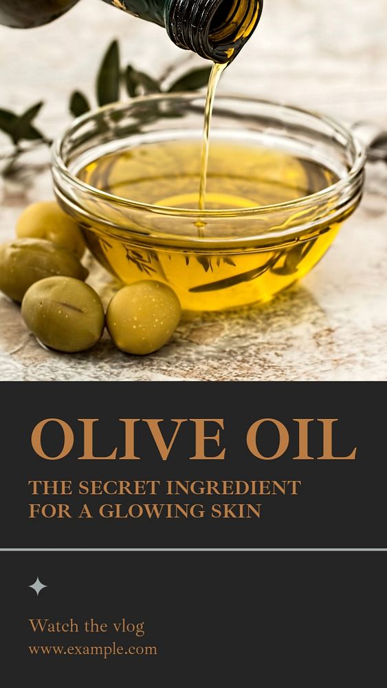 Olive oil  Instagram story template, editable text