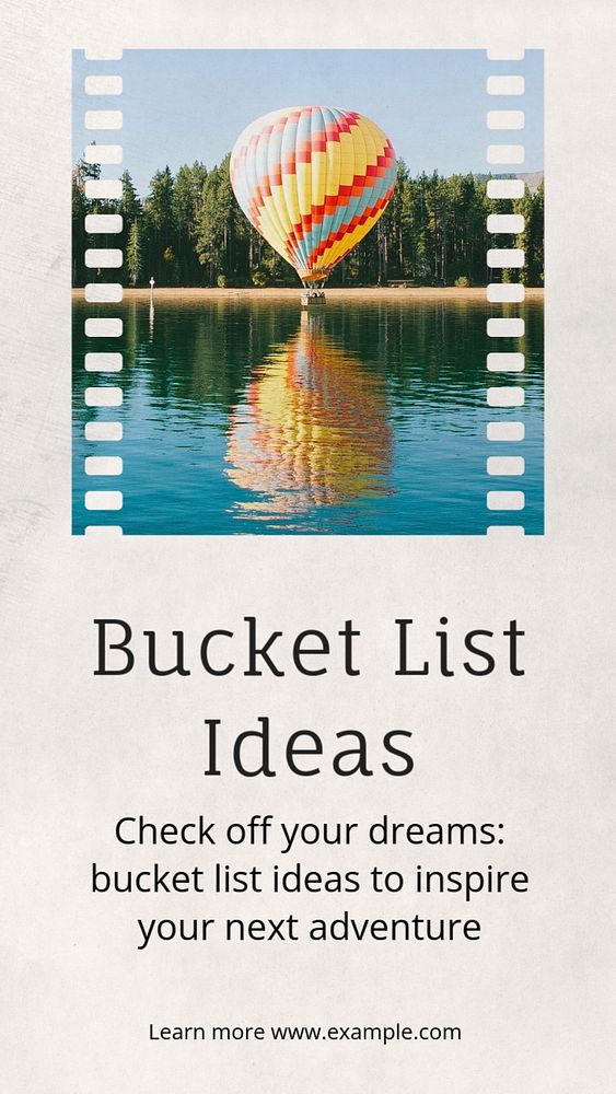 Bucket list ideas  Instagram story template, editable text