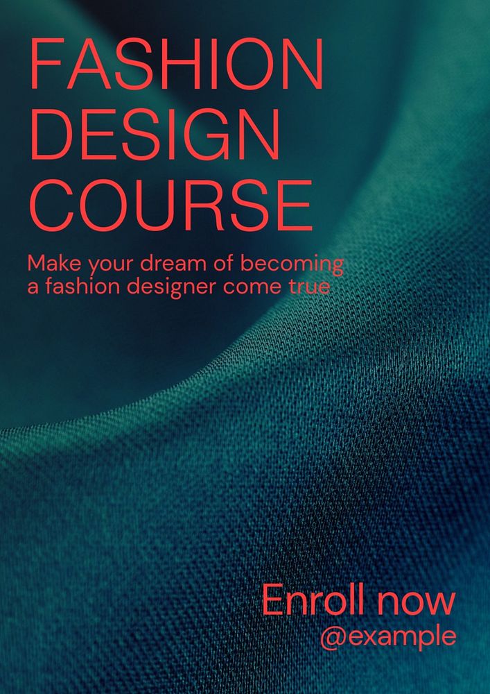 Fashion design course poster template, editable text and design