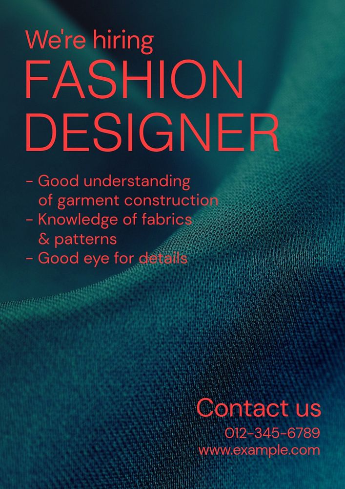 Fashion designer poster template, editable text and design