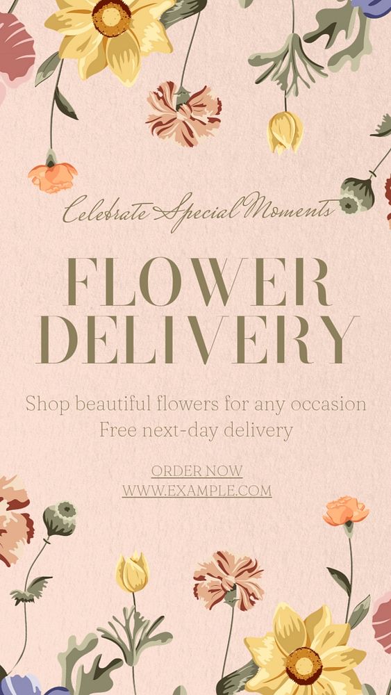 Flower delivery  Instagram story template, editable text