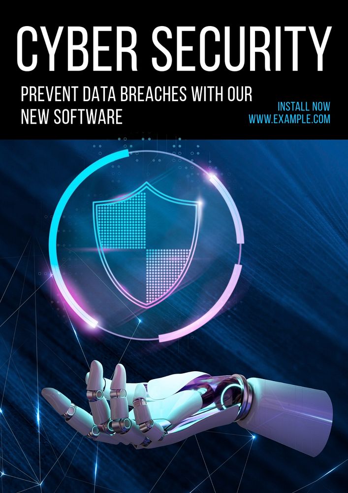 Cyber security  poster template, editable text and design