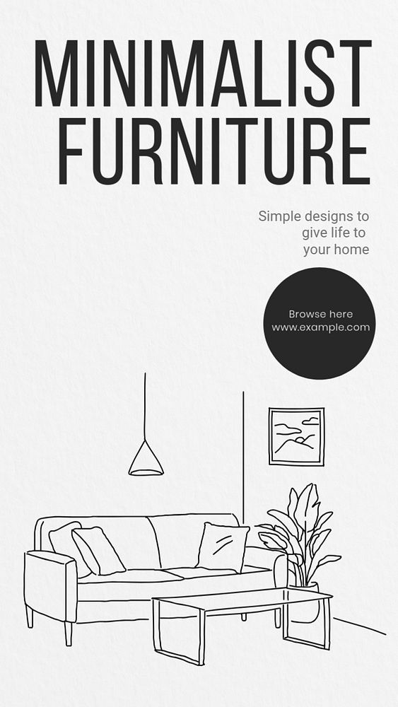 Minimalist furniture  Instagram story template, editable text