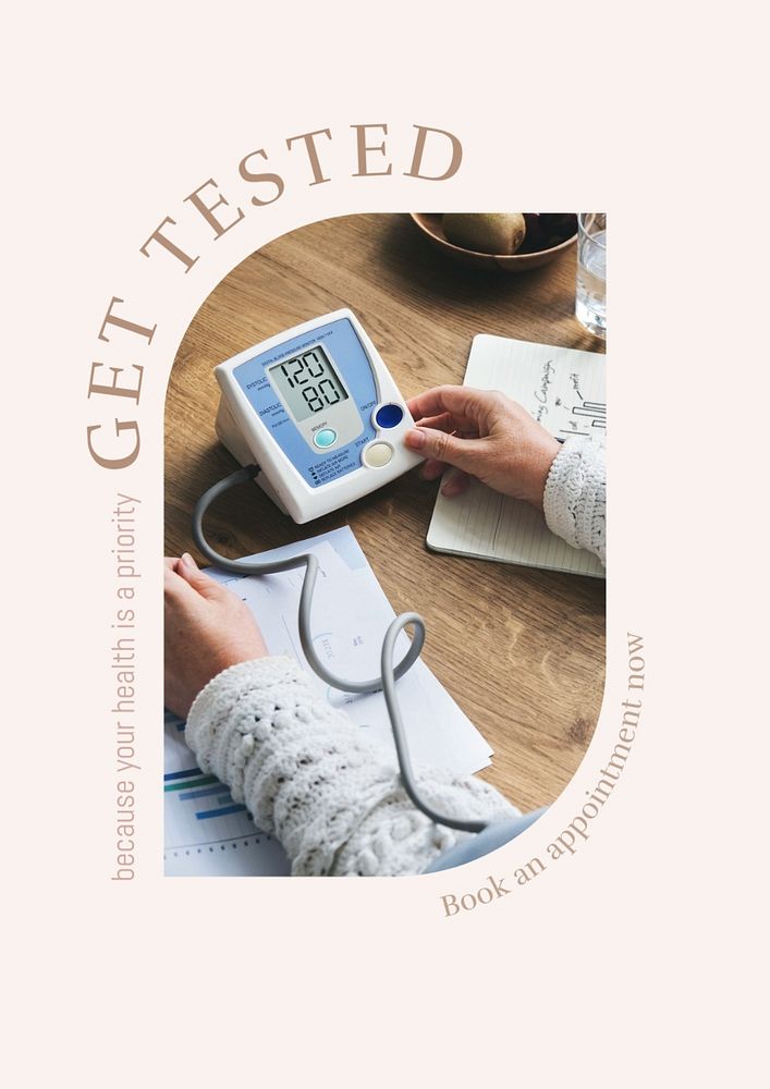 Get tested, health  poster template, editable text and design