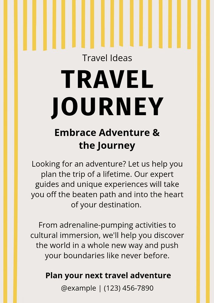 Travel poster template, editable text