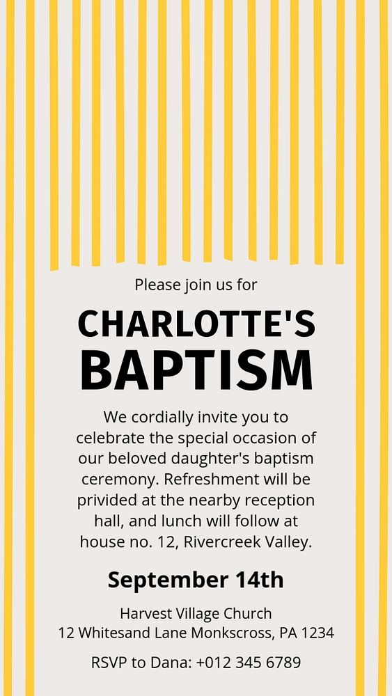 Baptism social story template, editable design