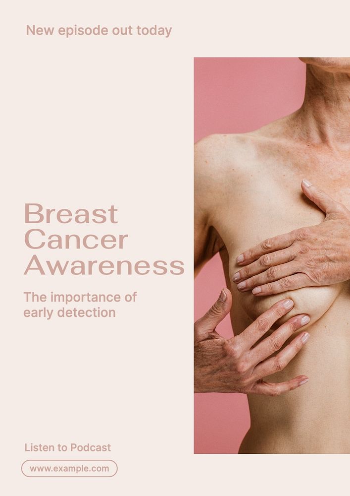 Breast cancer awareness poster template, editable text and design