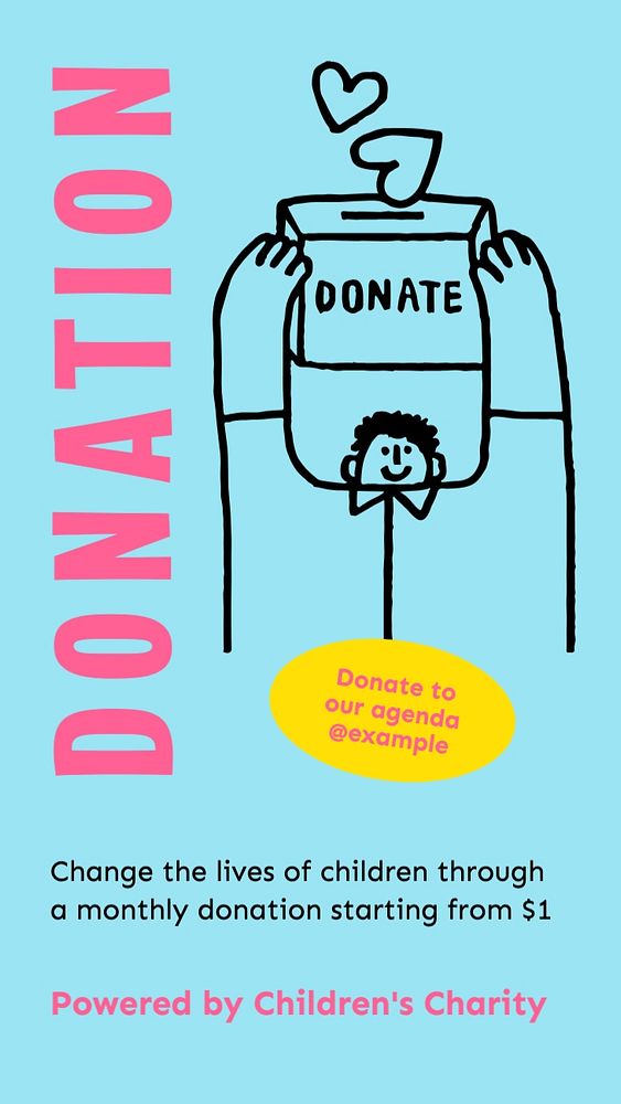 Donation, charity advertisement Instagram story template, editable text