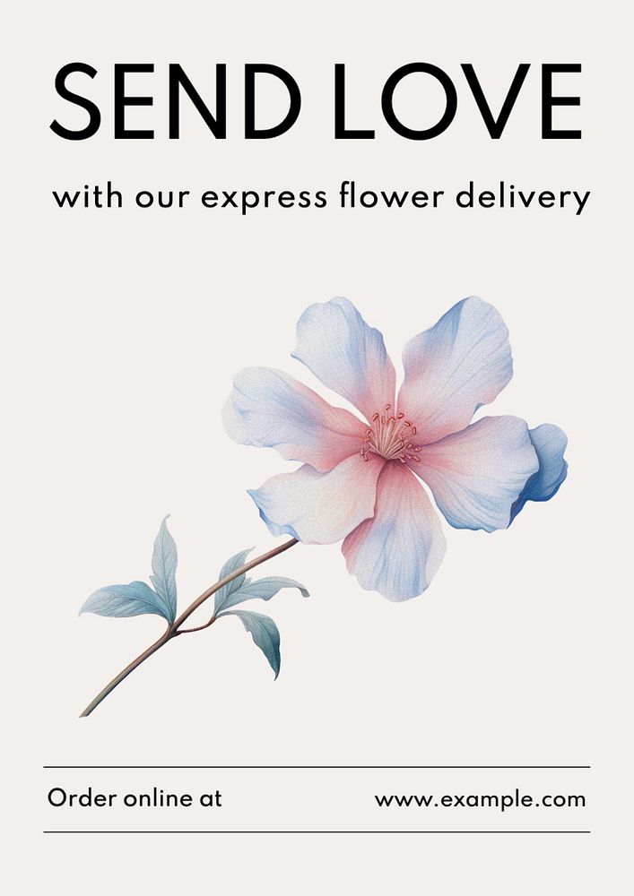 Flower delivery poster template, editable text and design