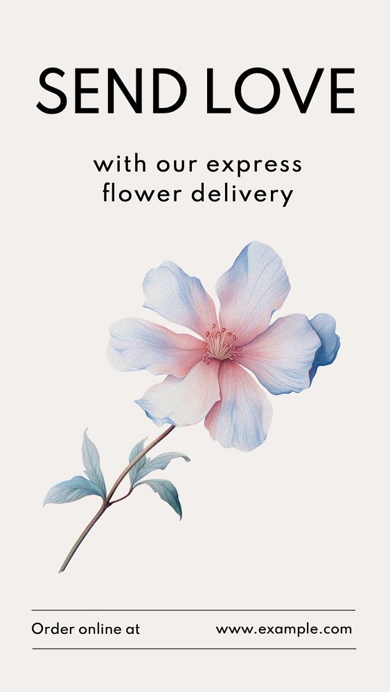 Flower delivery Instagram story template, editable text