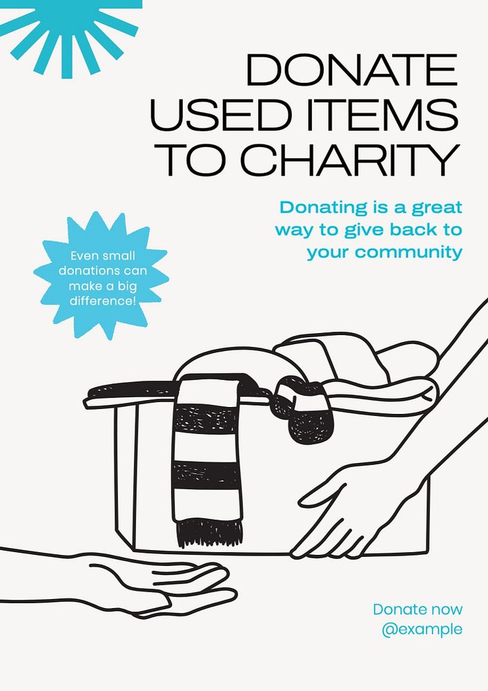 Donate to charity poster template, editable text and design