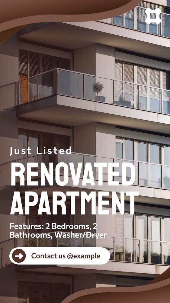 Renovated apartment  Instagram story template, editable text