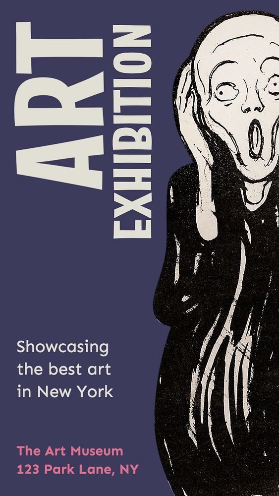 Art exhibition Facebook story template, editable design