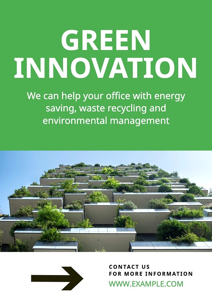 Green innovation poster template, editable text and design