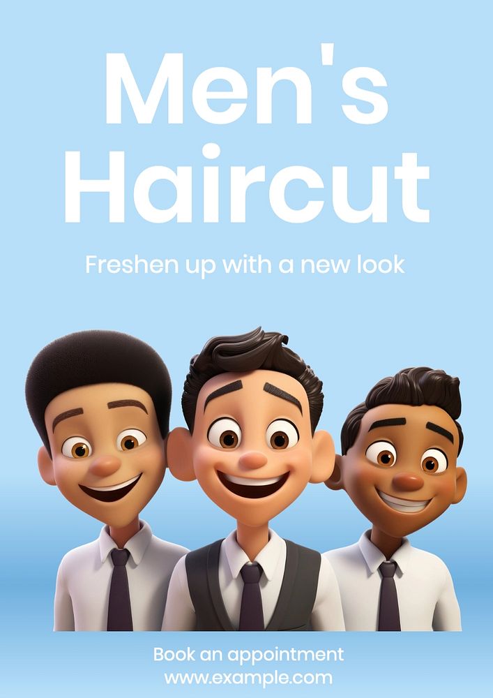 Men's haircut poster template, editable text and design