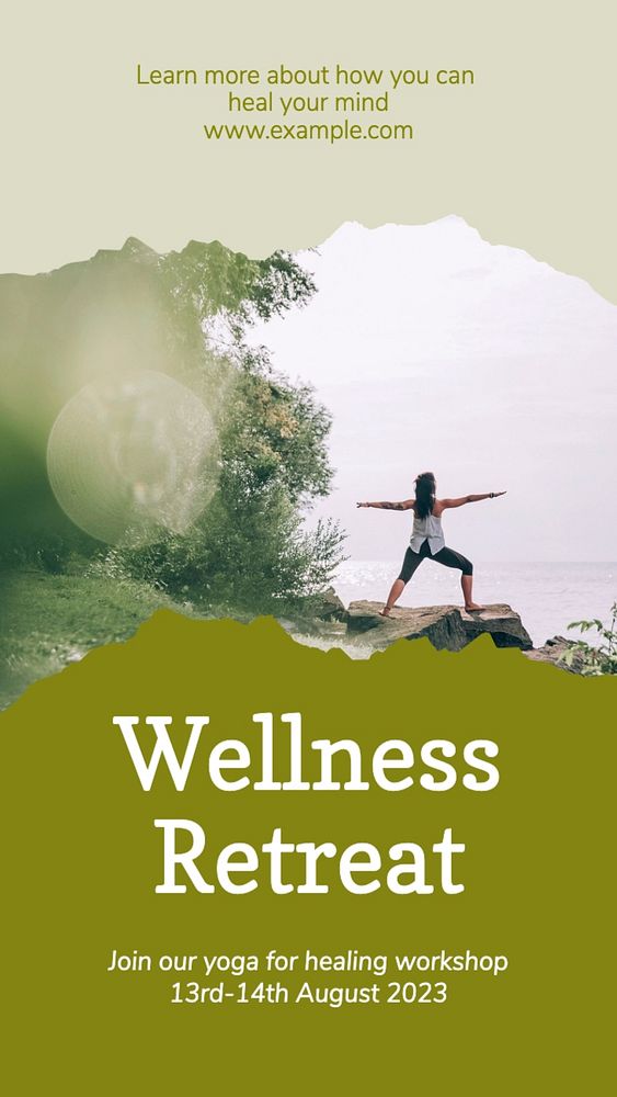 Wellness retreat Facebook story template, editable design