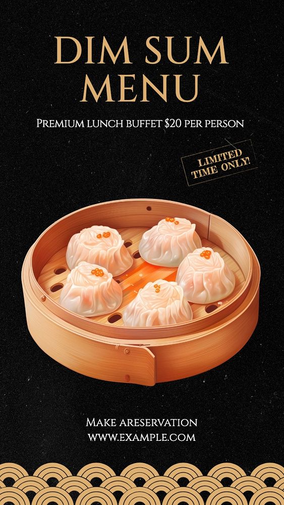 Dim sum Instagram story template, editable text