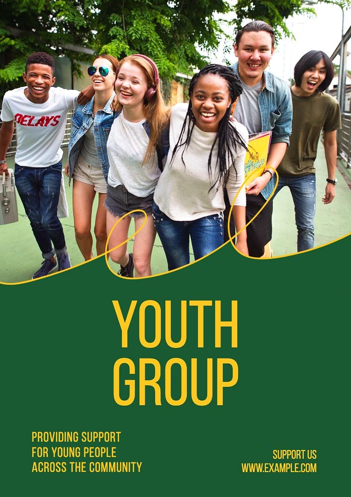 Youth group poster template, editable text and design