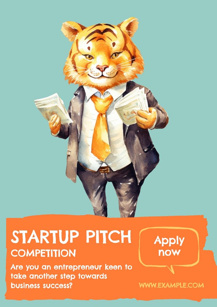 Startup competition poster template, editable text and design