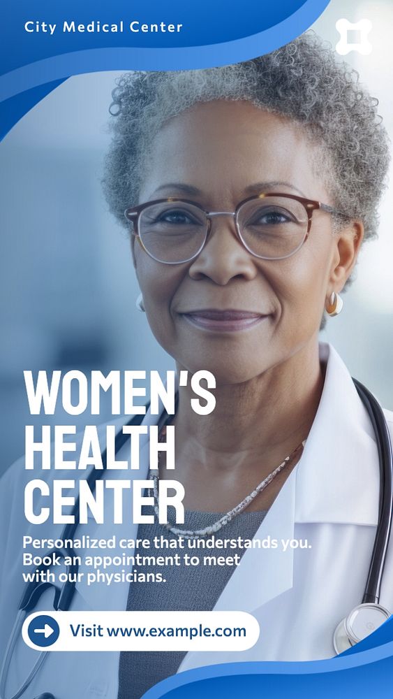 Women's health center  Instagram story template, editable text