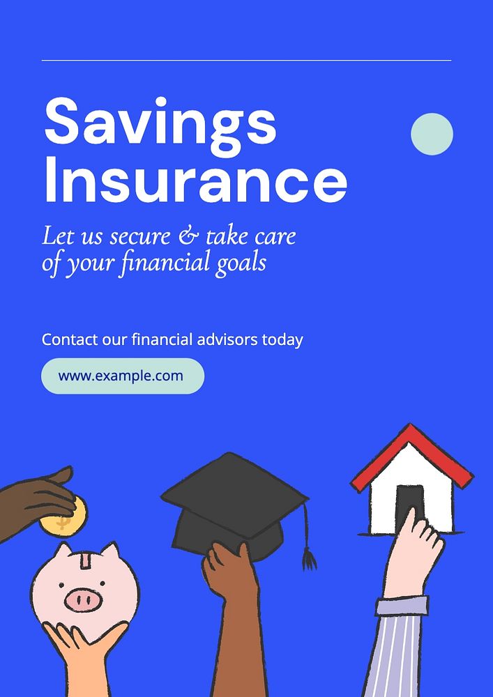 Savings insurance poster template, editable text and design