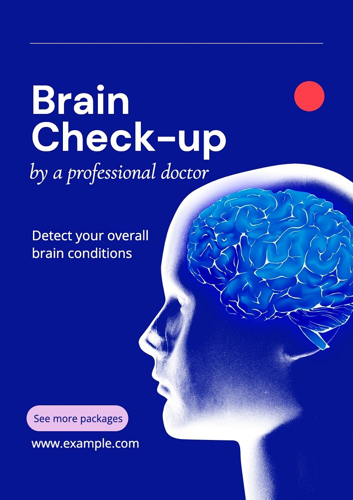 Brain check-up poster template, editable text and design