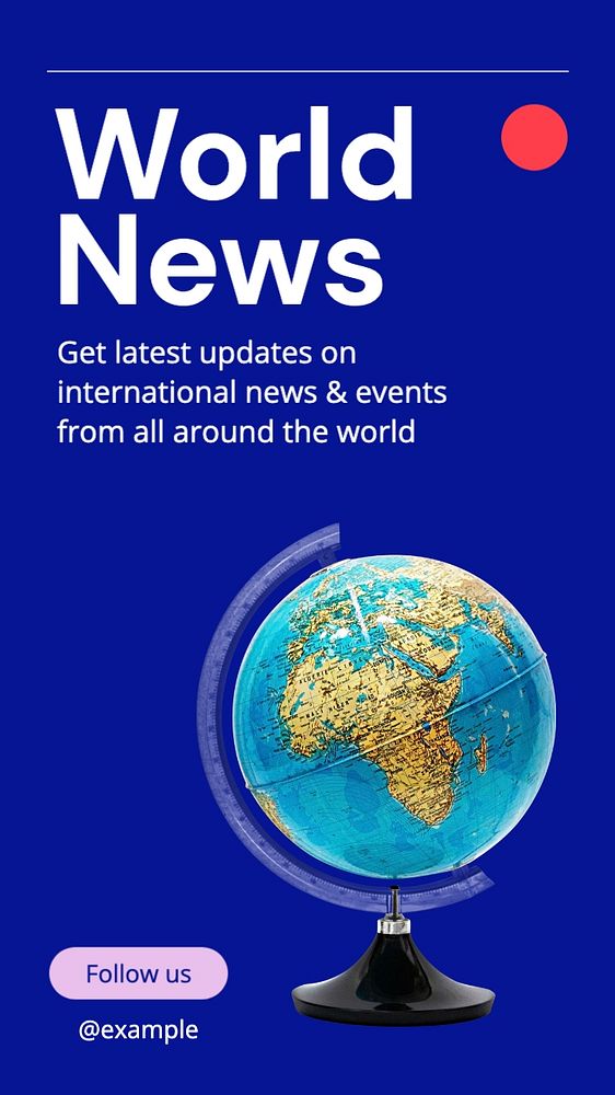 World news Facebook story template, editable design