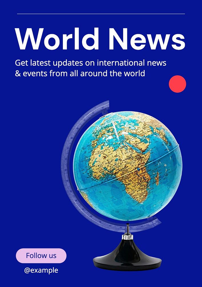 World news poster template, editable text and design