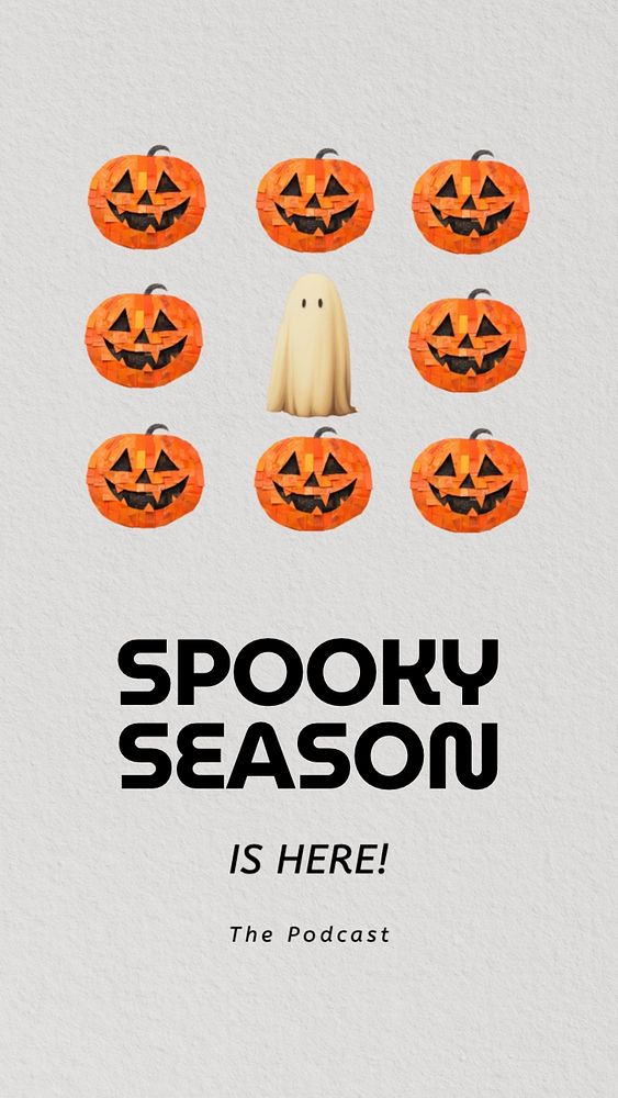 Spooky season podcast Instagram story template, editable text