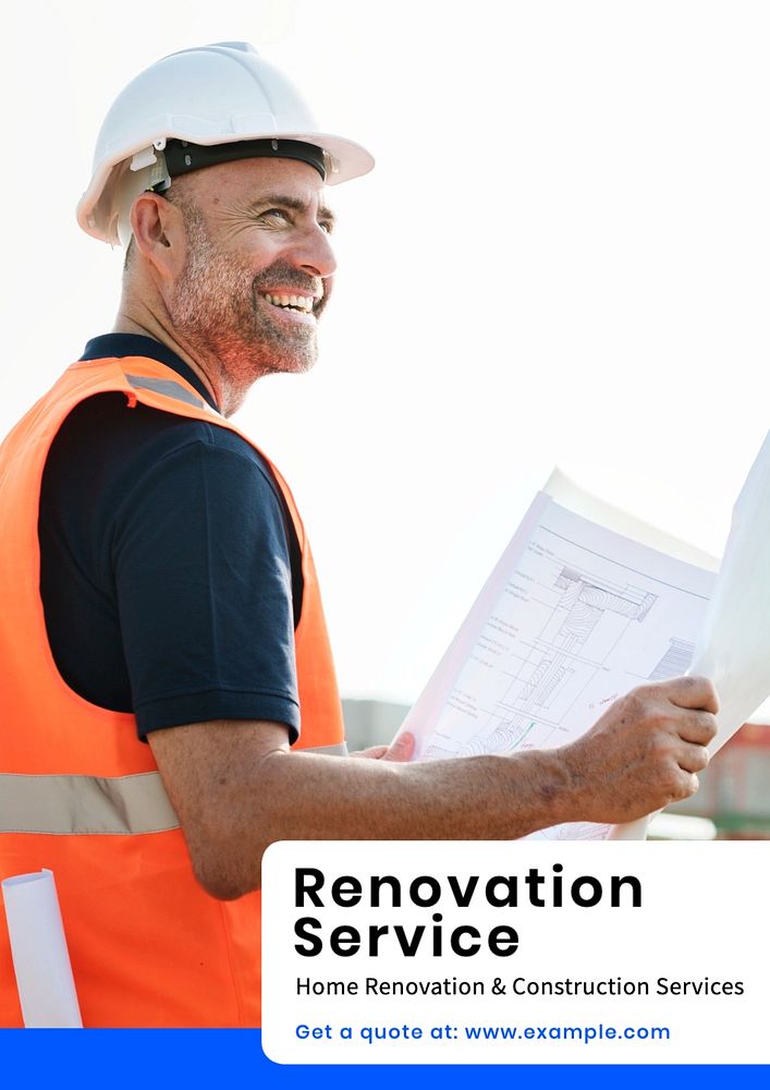 Renovation services poster template, editable text and design