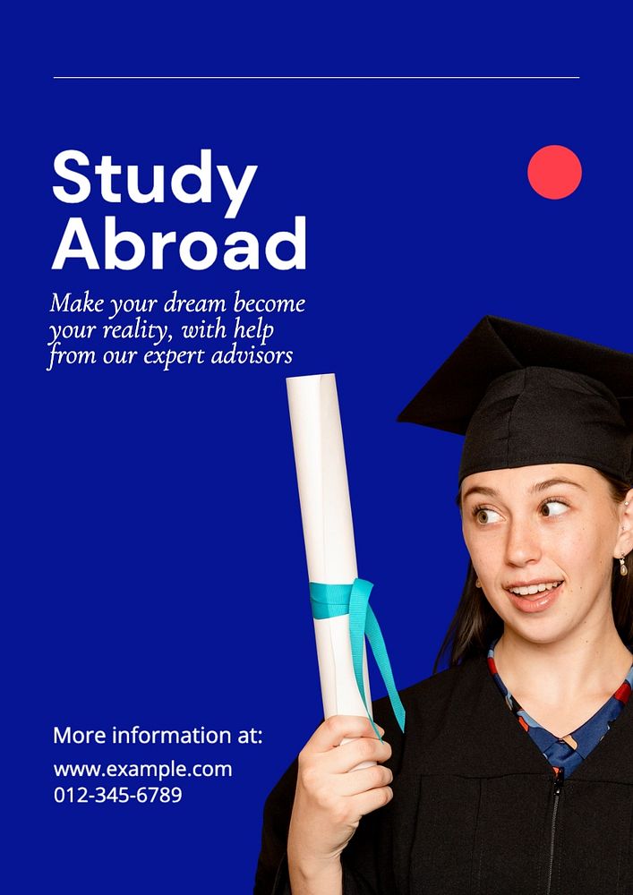 Study abroad poster template, editable text and design