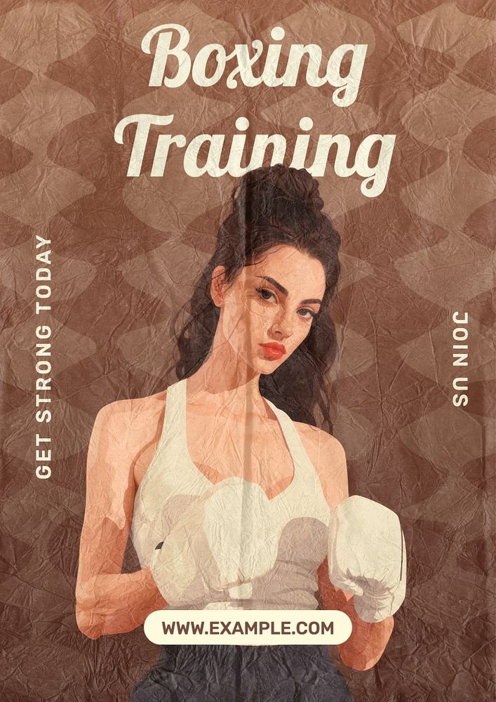 Boxing training poster template, editable text and design