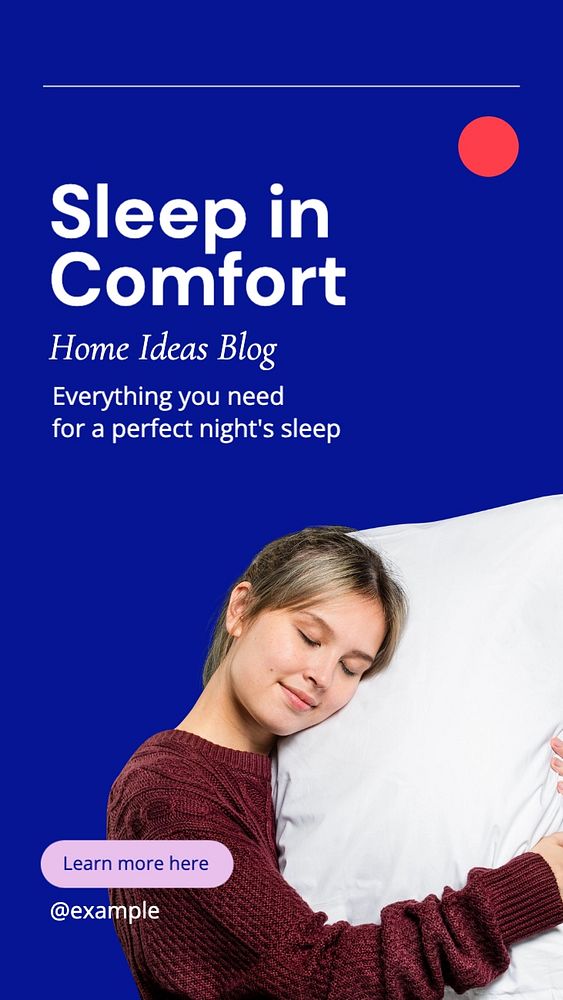 Sleep in comfort Facebook story template, editable design