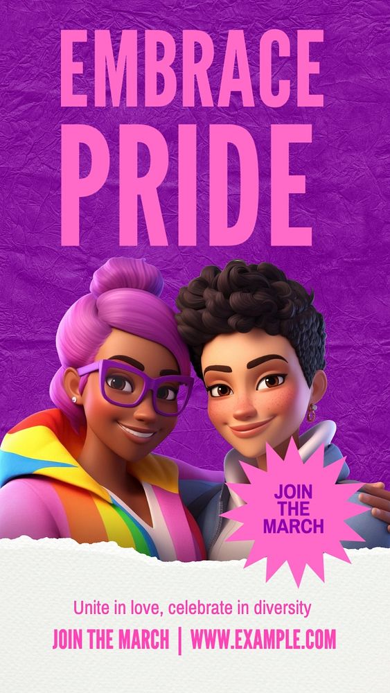 Embrace pride march Instagram story template, editable text