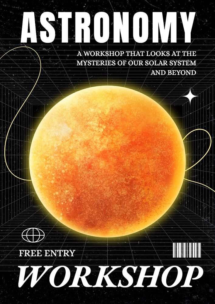 Astronomy workshop poster template, editable text and design