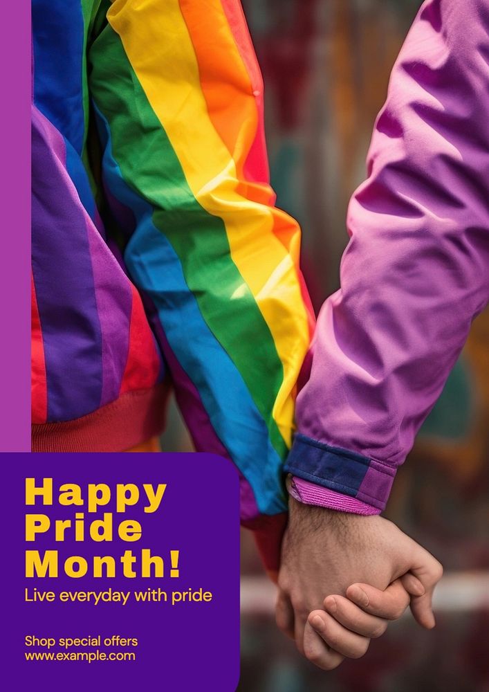 Happy Pride Month poster template, editable text and design