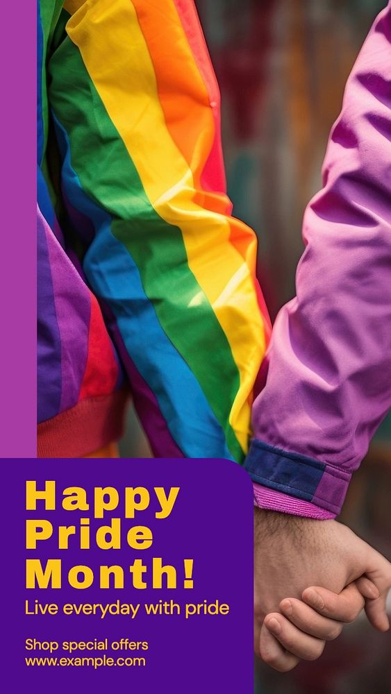 Happy Pride Month Instagram story template, editable text