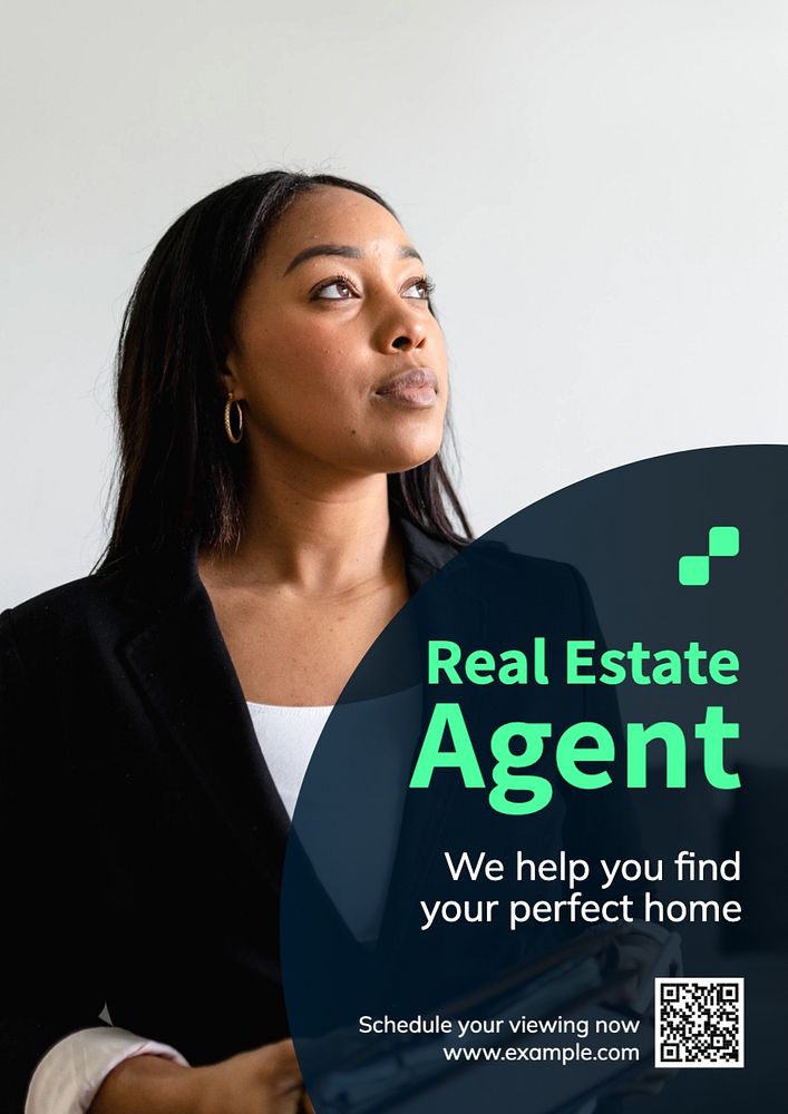 Real estate agent poster template, editable text and design